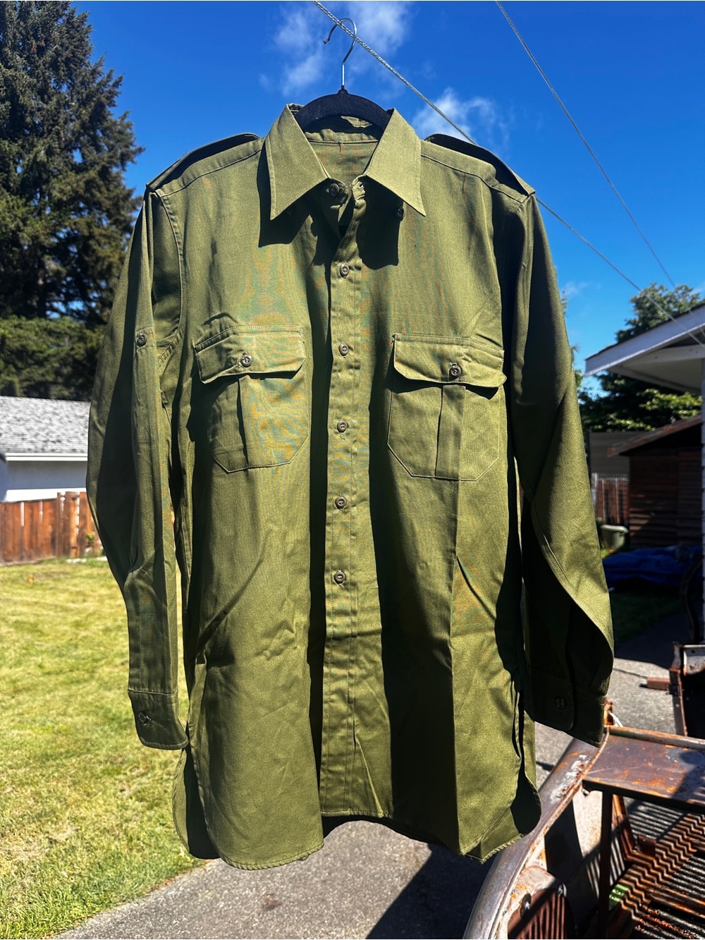 Vintage 1958 Canadian Military Army Green Service Shirt Issued Uniform #4